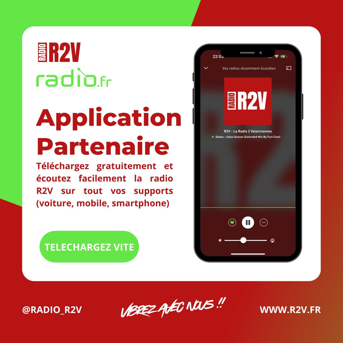 Application R2V - La Radio 2 Valenciennes RADIO.FR